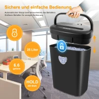Aktenvernichter, 12-Blatt-Querschnitt mit 6,6-Gallonen-Korb, hohe Sicherheitsstufe P-4, 3-Modus-Design, Aktenvernichter für Karte/CD/Heftklammer/Clip, robuster Aktenvernichter, stausicheres System für das Büro(m-7)