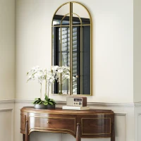 HOMCOM Miroir mural arc 30 x 120 cm, grand miroir décoratif avec cadre métallique, pour salon, chambre, couloir, ton doré(m-10)