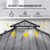 Outsunny 3.5 x 3.5m Outdoor Hardtop Gazebo Canopy with Two-tier Metal Roof, Black(m-4)
