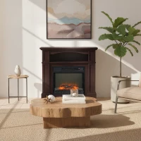 HOMCOM Cheminée électrique effet flammes LED luminosité réglable avec télécommande - 1800 W - 80,5 x 32,3 x 80,5 cm(m-9)