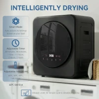 HOMCOM Vented Tumble Dryer, 4 kg Front Tumble Dryer with Stainless Steel Tub, 800W Compact Freestanding Black(m-4)