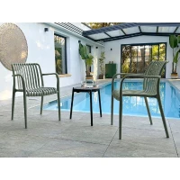 Lot de 2 fauteuils de jardin - CITY GARDEN - Tiago-FT - Empilable - Olive(m-2)