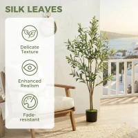 HOMCOM Decorative Artificial Plant, 120 cm Silk Olive Tree with 303 Leaves in Cement Pot, Fake Plant(m-5)