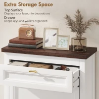 HOMCOM Shoe Cabinet with 2 Flip Drawers, Farmhouse Narrow Shoe Storage Cabinet with Adjustable Shelves, White(m-7)