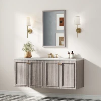 HOMCOM Wall Bathroom Mirror, 40 x 60 cm Wall-Mounted Mirror for Living Room, Bedroom, Hallway, Grey(m-2)