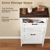 HOMCOM Shoe Cabinet with 2 Flip Drawers, Farmhouse Narrow Shoe Storage Cabinet with Adjustable Shelves, White(m-7)