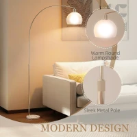 HOMCOM Floor Lamp for Living Room, Modern Standing Lamp with Shade & Foot Switch for Bedroom, Office, White(m-4)