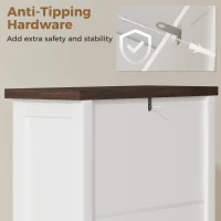 HOMCOM Shoe Cabinet with 3 Flip Drawers, Farmhouse Narrow Shoe Storage Cabinet with Adjustable Shelves, White(m-9)