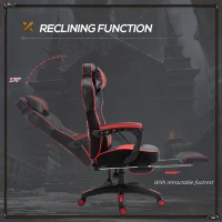Vinsetto Computer Gaming Chair, Racing Desk Chair with Lumbar Support and Footrest, PU Leather Gamer Chair with Headrest and Swivel Wheels for Home, Red(m-5)