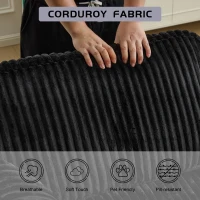 Doppelter Chaiselongue-Sessel für den Innenbereich, übergroße gepolsterte Cloud-Schlafcouch, luxuriöses Schlafsofa mit tiefem Sitz, geteiltes Chaiselongue-Sofa, Lesesessel aus Cord für das Wohnzimmer, kein Zusammenbau erforderlich, schwarz(m-5)