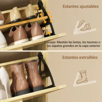 HOMCOM Mueble Zapatero con 3 Cajones Abatibles y Estante Abierto para12-18 Pares de Zapatos 65x24,5x153 cm Roble(m-6)