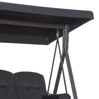Outsunny Swing Chair Hammock Chair 3 Seater Canopy Cushion Shelter Outdoor Bench Black(m-8)