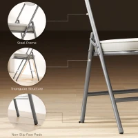 HOMCOM Set of Four Folding Corduroy Seat Chairs, Cream(m-6)