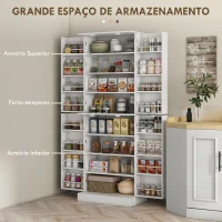 HOMCOM Armário Despensa de Cozinha com 4 Portas e Prateleiras Ajustáveis para Sala de Estar ou Sala de Jantar 60x35x166 cm Branco(m-4)