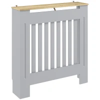 HOMCOM Heater Cover, Radiator Cover Slatted Painted MDF Lined Grill Grey, 78L x 19W x 81H cm(m-1)