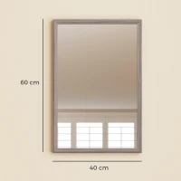 HOMCOM Wall Bathroom Mirror, 40 x 60 cm Wall-Mounted Mirror for Living Room, Bedroom, Hallway, Grey(m-3)