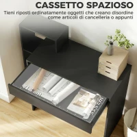 HOMCOM Scrivania PC Moderna con 3 Ripiani Aperti e Cassetto, in Legno Nero, 100x40x90 cm(m-5)