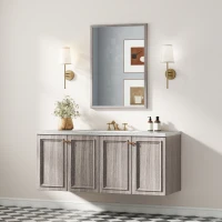 HOMCOM Wall Bathroom Mirror, 50 x 70 cm Wall-Mounted Mirror for Living Room, Bedroom, Hallway, Grey(m-2)