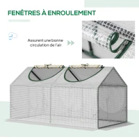 Outsunny Serre de jardin mini serre 2 fenêtres enroulables couverture en PE haute densité 140 g/m² 120 x 60 x 60 cm blanc(m-5)