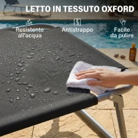 Outsunny Lettino Prendisole da Giardino Pieghevole e Regolabile con Tettuccio in Tessuto Nero, 187x58x50 cm(m-6)
