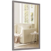 HOMCOM Wall Bathroom Mirror, 40 x 60 cm Wall-Mounted Mirror for Living Room, Bedroom, Hallway, Grey(m-11)