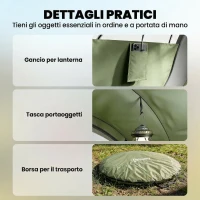 Outsunny Tenda da Campeggio Pop-Up per 2-3 Persone, 2 Porte, 2 Finestre, Impermeabile, Verde(m-9)