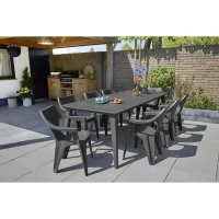 Table de jardin - rectangulaire - gris graphite - en résine - 8 a 10 personnes - Lima - Allibert by KETER(m-2)