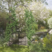 Outsunny Arche de Jardin avec portillon Arche à rosiers Style Fer forgé dim. 114L x 36l x 232H cm métal époxy Noir(m-10)