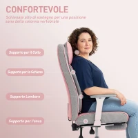 HOMCOM Sedia da Ufficio Ergonomica Rinforzata con Braccioli Regolabili, Poggiapiedi e Poggiatesta, Rosa(m-5)