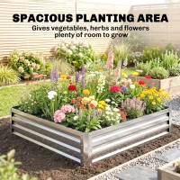 Outsunny Square Raised Garden Bed Box with Weatherized Steel Frame for Vegetables, Flowers, & Herbs, 120 x 120 x 30cm, Silver Tone(m-4)