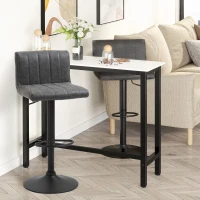 HOMCOM Adjustable Barstools Set of 2, Swivel Counter Bar Chairs, Bar Stools with Footrest, PU Leather, Gas Lift, Grey(m-5)