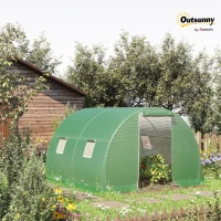 Outsunny Tunnel garden greenhouse 9 m² 4 windows, roll-up zippered door galvanized steel frame, PE cover 300 x 300 x 200 cm green(m-11)