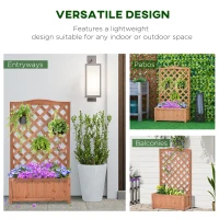 Outsunny Planter with Trellis, Flower Box, Raised Bed, for Climbing Plants, Vegetables, Flowers, Solid Wood, Indoor and Outdoor, Yard, Garden, Balcony, 70 x 28 x 117 cm, brown(m-4)