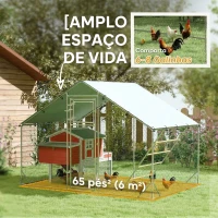 PawHut Galinheiro para Exterior 3x2 m Galinheiro de Aço Galvanizado com Comedouro Suspenso Tipo Espeto Poleiro Anti-UV Prata(m-4)