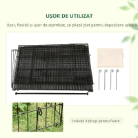 PawHut Cușcă pentru animale mici, 4 pichete de sol incluse, din metal galvanizat, 220 x 103 x 103 cm, negru și bej(m-4)