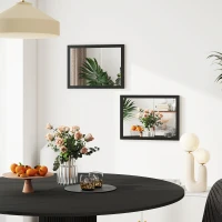 HOMCOM Wall Bathroom Mirror, 30 x 40 cm Wall-Mounted Mirror for Living Room, Bedroom, Hallway, Set of 2, Black(m-7)