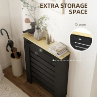 HOMCOM 95.5H x 78Wcm Radiator Cover, with Drawer - Black(m-7)