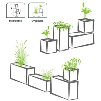 Jardiniere Muret Loft L - EDA - Volcania - 46 L - Intérieur/Extérieur - Décor Pierre - 78,5 x 29,5 x 60 cm - Gris Anthracite(m-6)