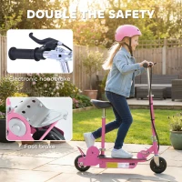 HOMCOM Foldable Powered Scooter with Adjustable Seat, Brake, Pink(m-7)