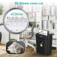 10-Blatt-Querschnitt-Aktenvernichter in kommerzieller Qualität – P-4 Security, extrem leiser Betrieb | 5 Min. Laufzeit zerkleinert Papier/CDs/Karten | Ausziehbarer Abfalleimer mit 3,43 Gallonen Fassungsvermögen für Büros und kleine Unternehmen(m-8)