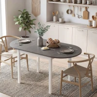 HOMCOM 4-6 Person Wooden Drop-Leaf Table - Grey(m-7)