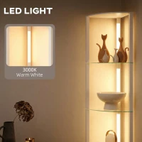 HOMCOM LED Floor Lamp with Shelves, Dimmable Standing Lamp with Foot Switch for Living Room, Bedroom, White(m-5)