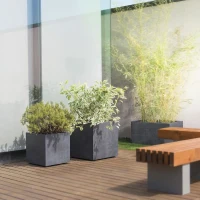 DEROMA Pot de fleurs Cube Millennium R - 39 x H39,1 cm - Anthracite - A réserve d'eau(m-5)