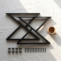 HOMCOM Set 2 Gambe per Tavolo in Acciaio a Forma di X, con 12 Viti e 4 Piedini Regolabili, Stile Industriale, Nero(m-8)