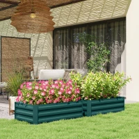 Outsunny Set of Two 100 x 60cm Steel Planter Boxes -Green(m-2)