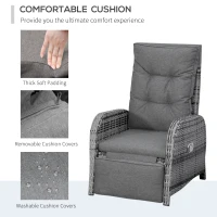 Outsunny 2 Seater Patio Rattan Wicker Chaise Lounge Sofa Set w/ Cushion for Patio Yard Porch(m-7)