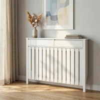 HOMCOM 93 x 119cm Rustic-Look Radiator Cover - White(m-8)