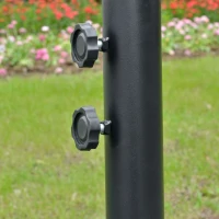 Outsunny 3(m) Cantilever Banana Parasol Hanging Umbrella with LED Solar lights, Crank, 8 Sturdy Ribs and Cross Base for Outdoor, Garden, Patio, Black(m-9)