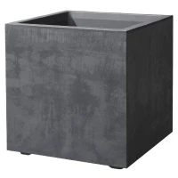 DEROMA Pot de fleurs Cube Millennium R - 39 x H39,1 cm - Anthracite - A réserve d'eau(m-1)