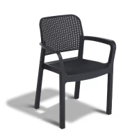 Lot de 6 fauteuils de jardin - Allibert by KETER - SAMANNA - En résine - Coloris : gris graphite - Empilable(m-1)
